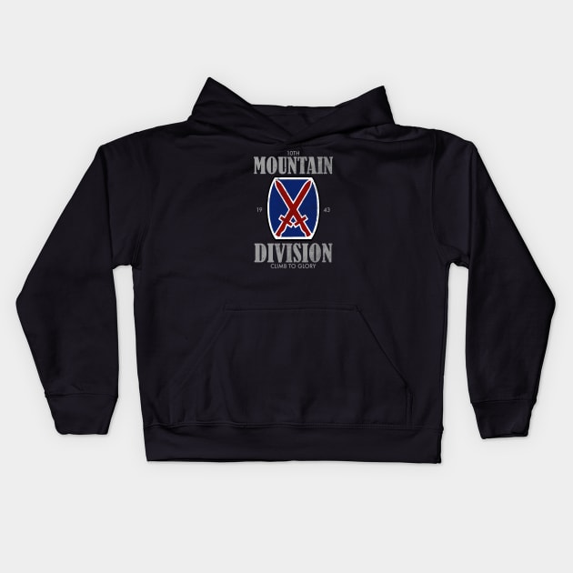 10th Mountain Division (distressed) Kids Hoodie by TCP